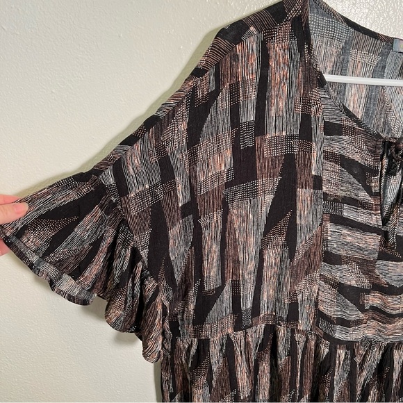 Good Luck Gem Fit & Flare Dress Black Brown Geometric - Picture 4 of 9